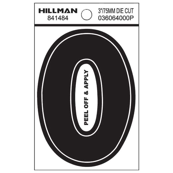 Hillman 3 in. Black Vinyl Die-Cut Number 0