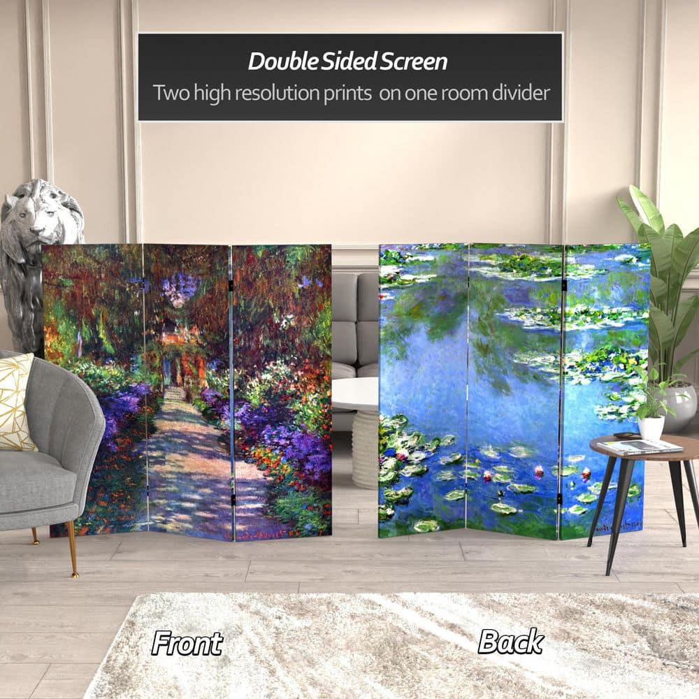 Claude Monet Water Lilies and Garden Canvas Folding Screen