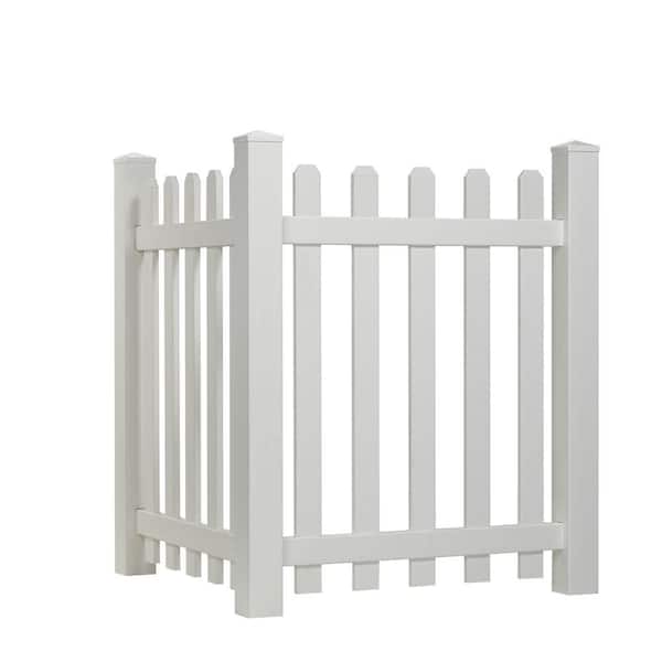 Outdoor Essentials 4 ft. H x 3.5 ft. W White Vinyl Dog Ear Spaced Picket Corner Accent Fence Panel Kit