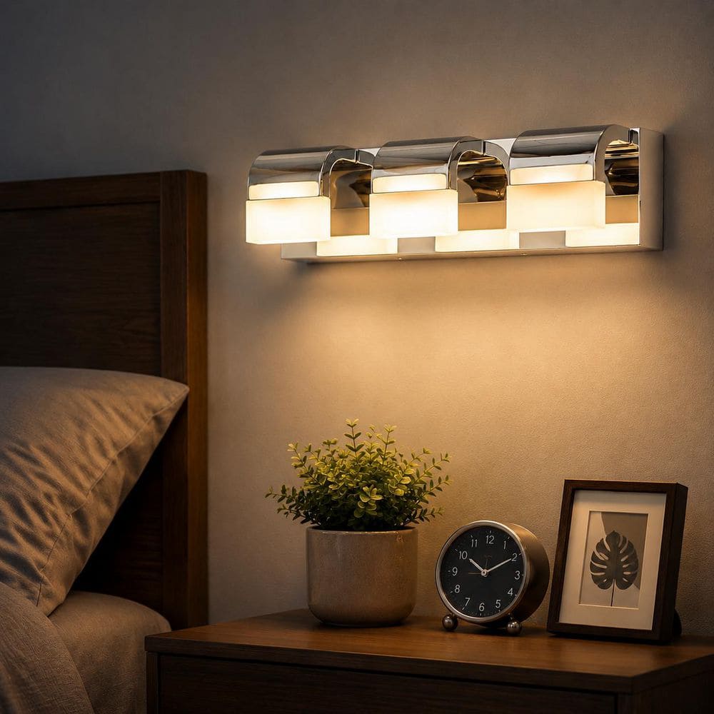 Modern Chrome 3-Light LED Vanity Light - Stainless Steel Bathroom Wall Fixture with Acrylic Shades for Mirror Lighting price history on PriceWatchPro