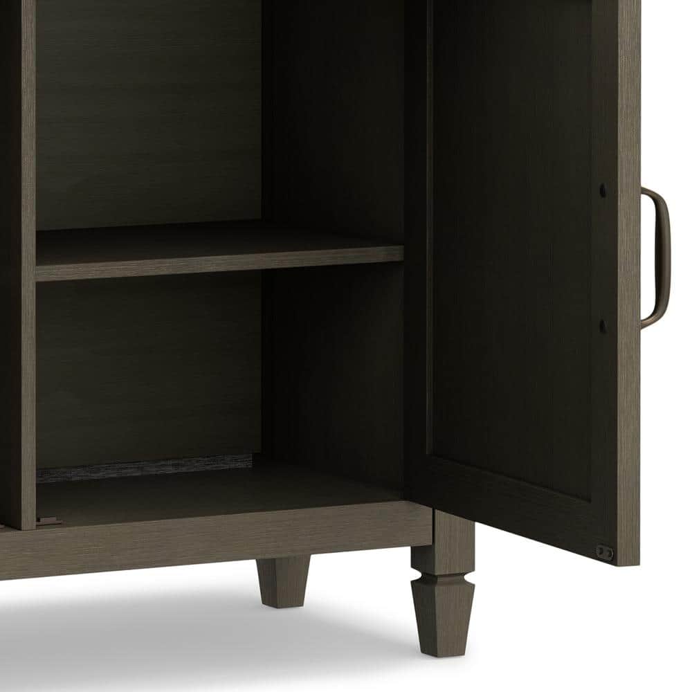 Farmhouse Grey Solid Wood Entryway Storage Cabinet with Adjustable Shelving