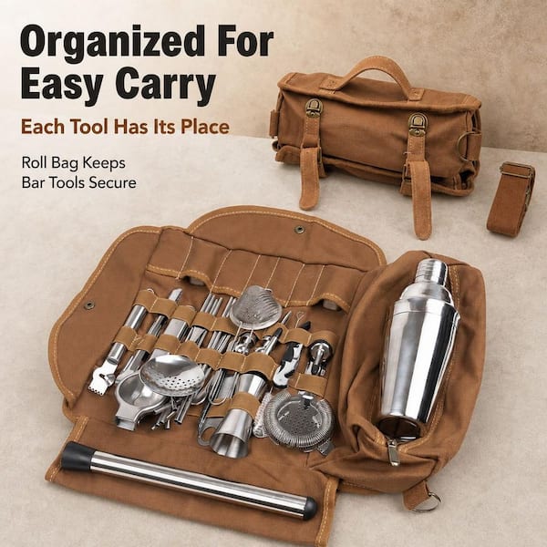 Wudkey 31-Piece Travel Bartender Kit-Bartending Kit with Bar Tools