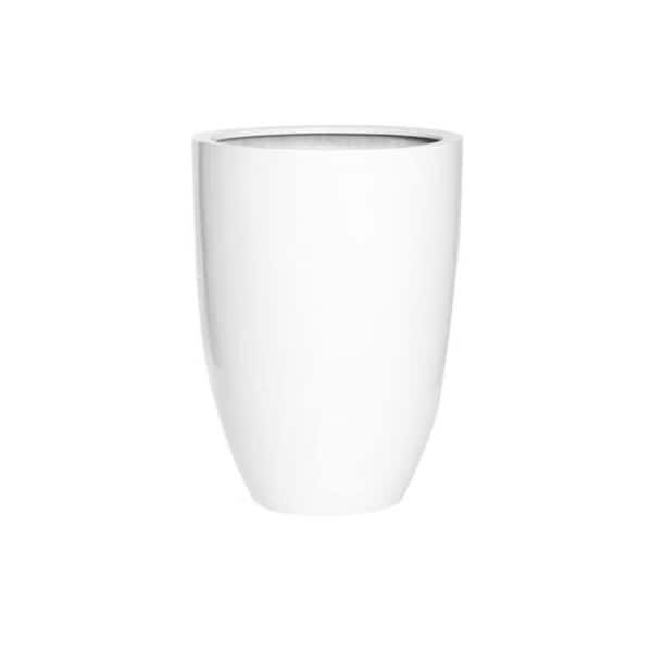 PotteryPots 15.75 in. W and 21.65 in. H Large Round Glossy White Fiberstone Indoor Outdoor Ben Planter