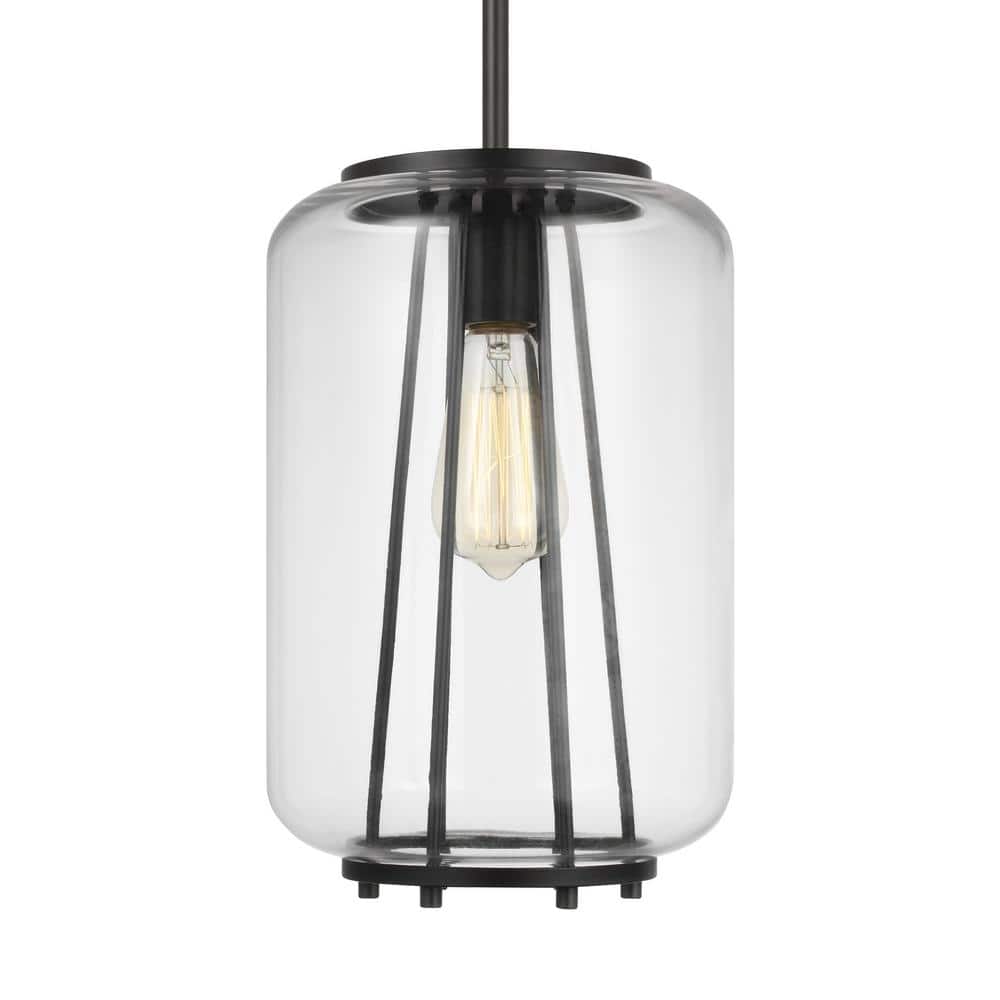Rosie Midnight Black Steel Pendant with Clear Glass Shade