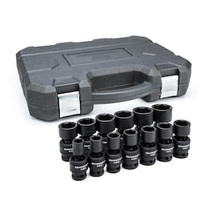 1/2 in. Drive 6-Point SAE Standard Universal Impact Socket Set (13-Piece)