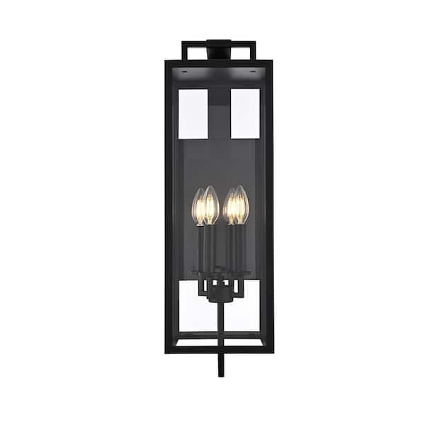 26 in. Black Outdoor Hardwired Wall Sconce with No Bulbs Included