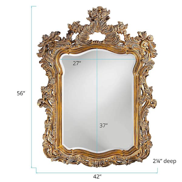Marley Forrest Large Arch Antique Museum Gold And Accented With White Wash Highlights Classic Mirror 56 In H X 42 W 2147 The Home Depot - Old Vintage Wall Mirrors