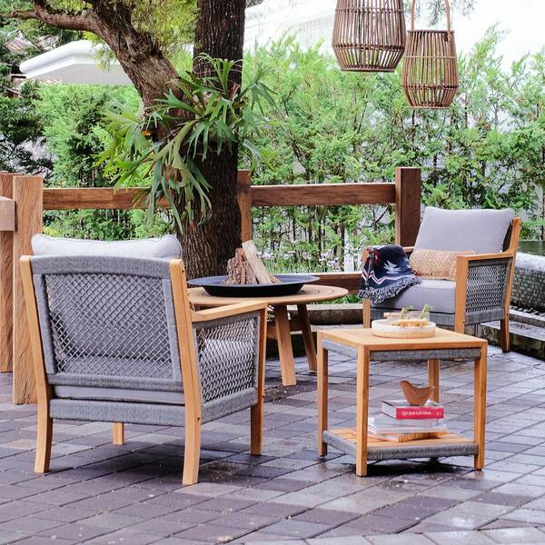 Cambridge Casual Auburn Unfinished Wood Solid Teak Outdoor Lounge Chair - Free Lumbar Pillow