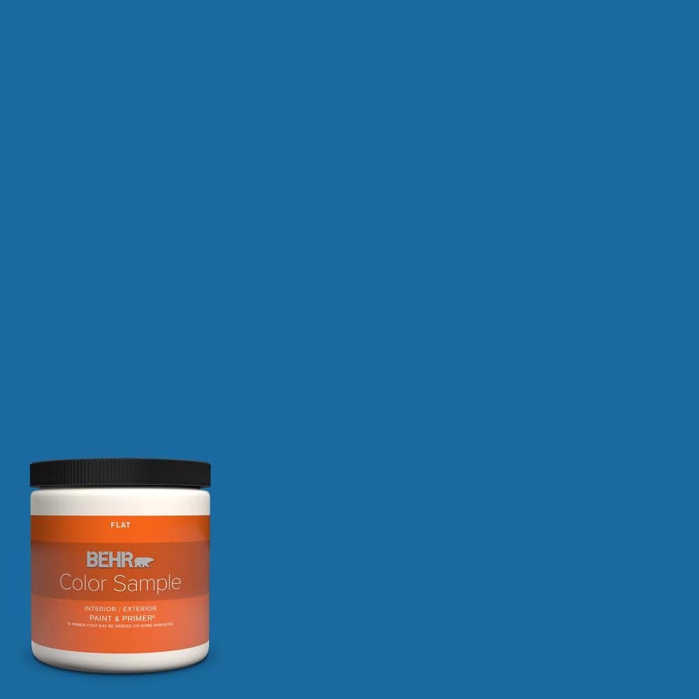 BEHR PREMIUM PLUS 8 oz. #S-G-560 Jazz Blue Flat Interior/Exterior Paint ...