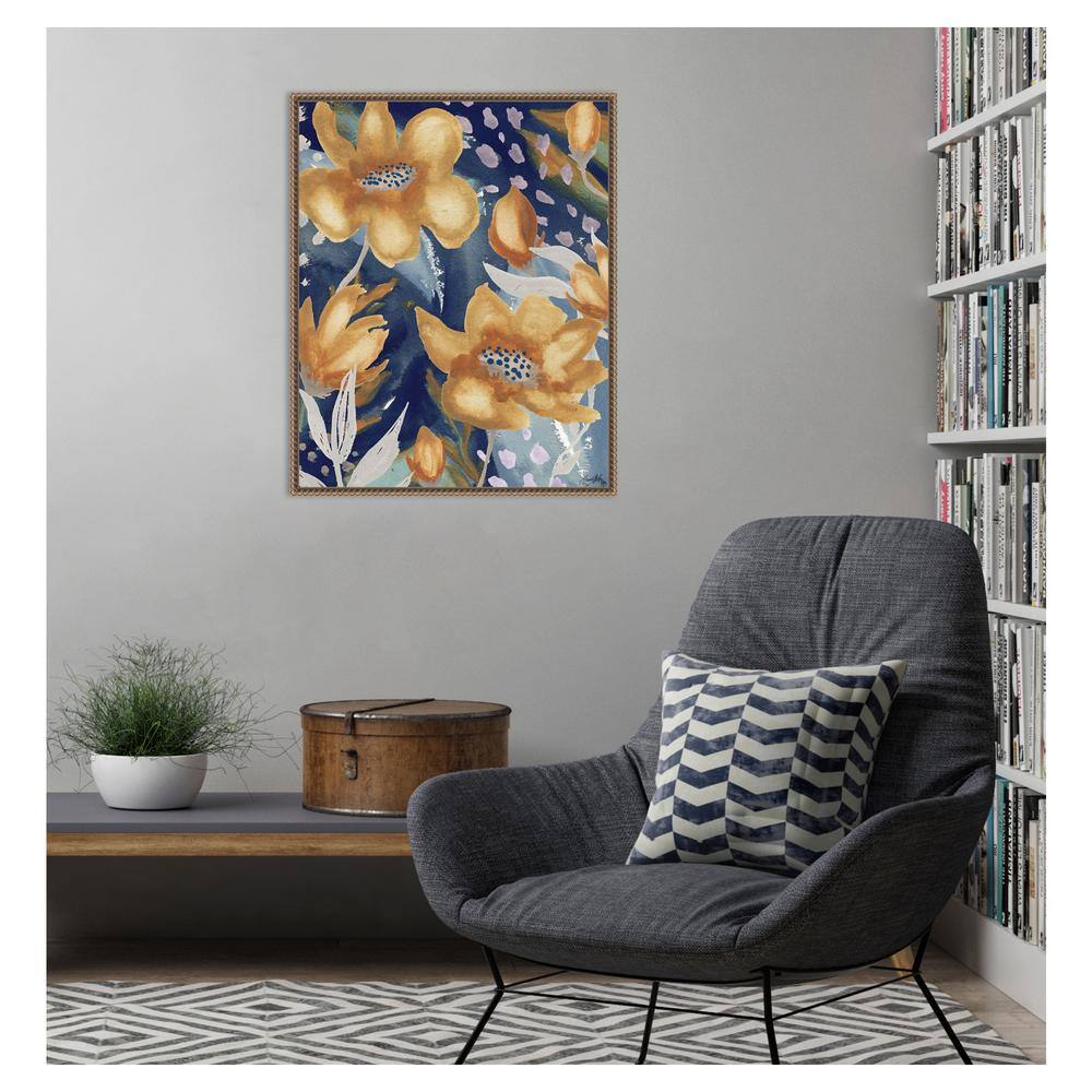 Golden Floral and Silver Petal Abstract Canvas Art