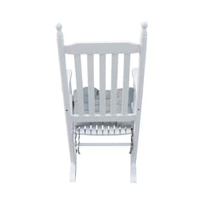 White Populus Wood Outdoor Rocking Chair Porch Rocker Armchair with High Back for Fire Pit Garden Backyard Deck Indoor