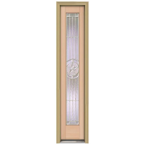 JELD-WEN 14 in. x 80 in. Authentic Wood Direct Glaze Unfinished Fir Lone Star Zinc Full View Side Lite with Brickmould