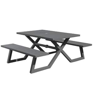 5 ft. Charcoal Aluminum Metal Rectangle Outdoor Picnic Table