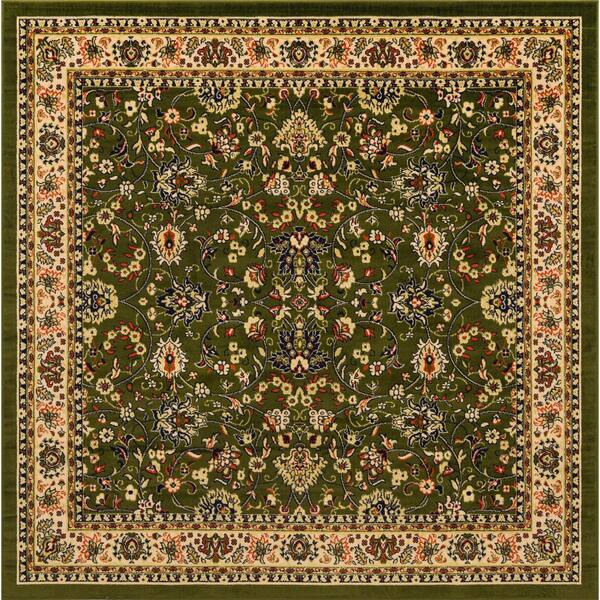 Unique Loom Sialk Hill Washington Green 8' 0 x 8' 0 Square Rug