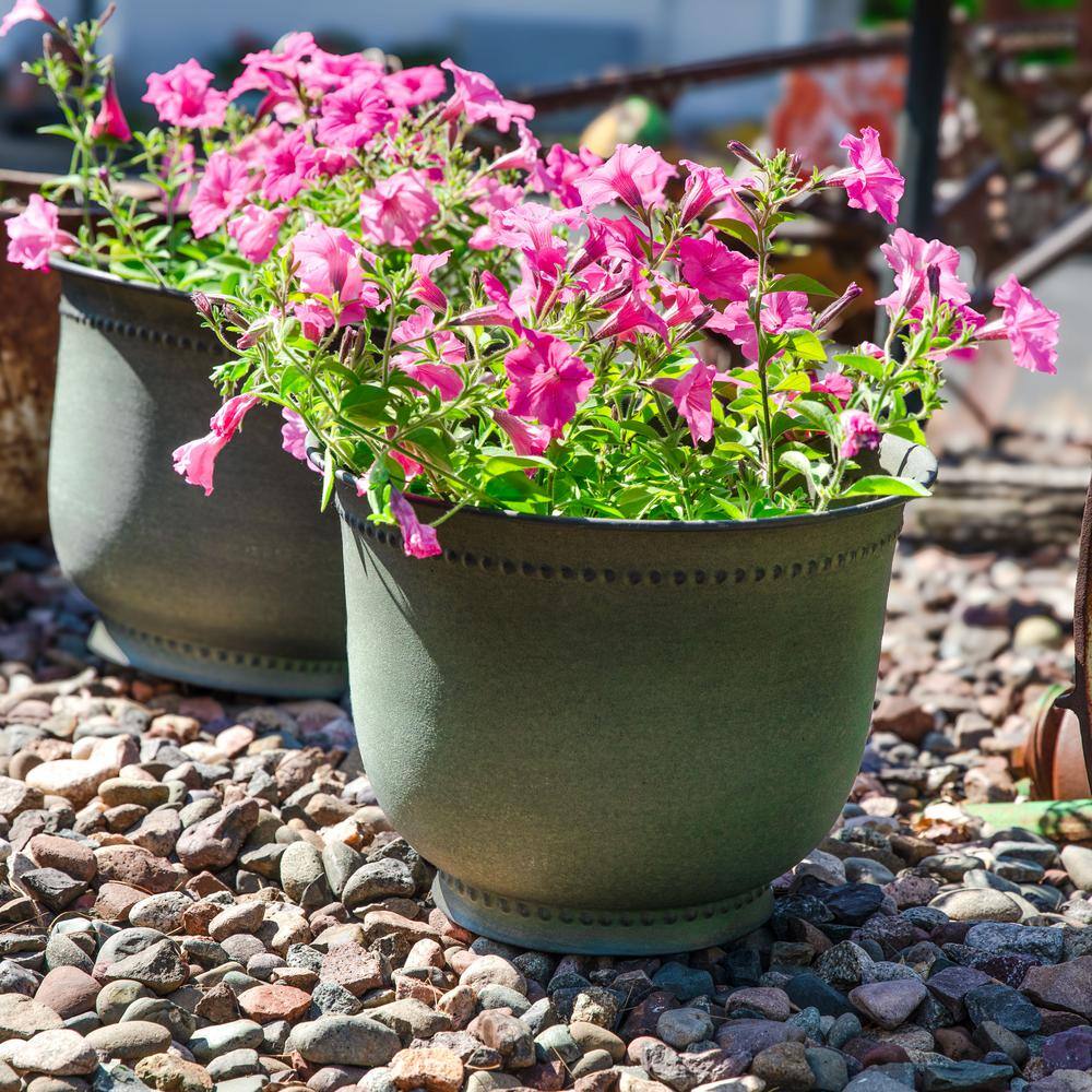 Michael Matte Sage Medium Iron Indoor/Outdoor Planter Set