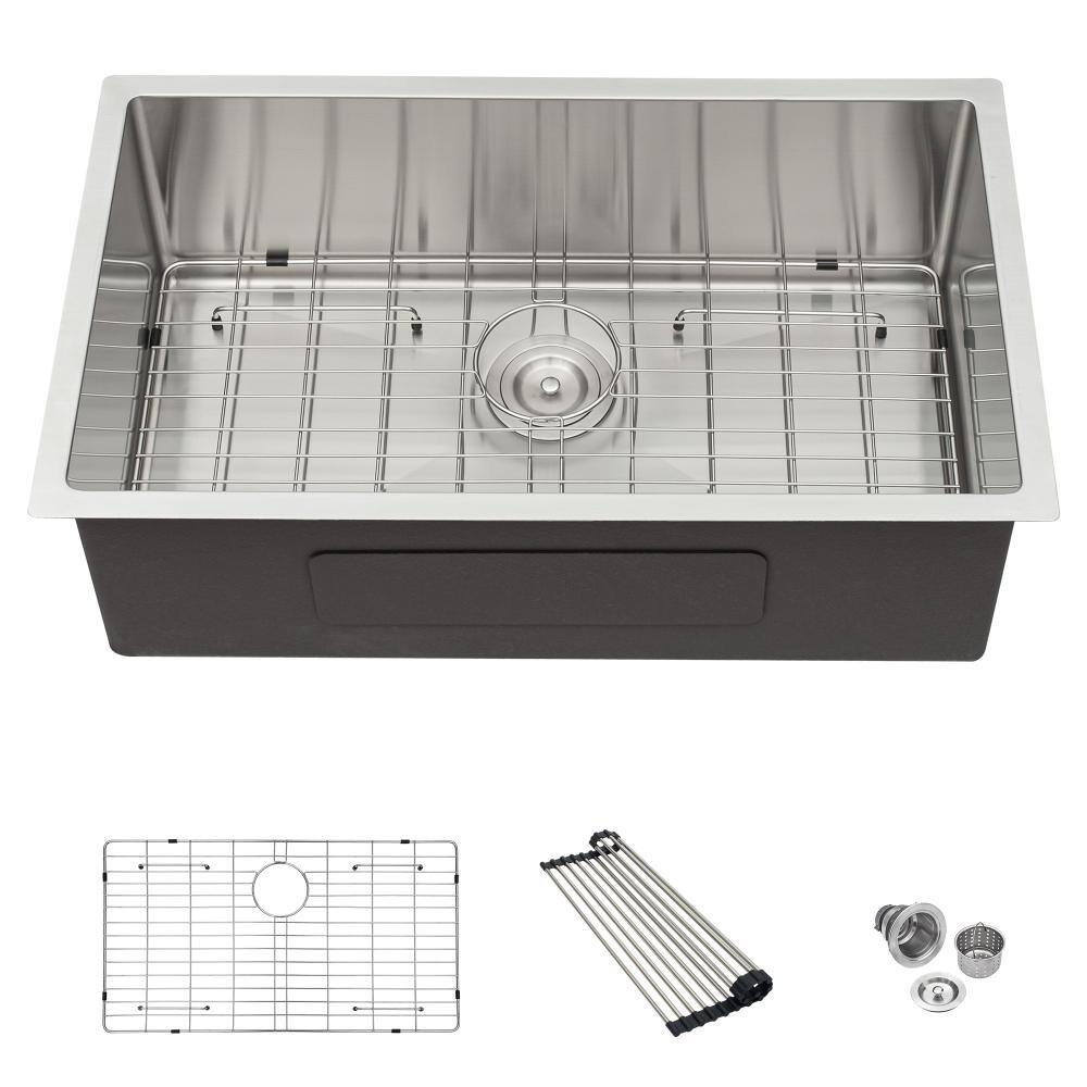 32 in. Undermount Single Bowl 16 Gauge Brushed Nickel Stainless Steel Kitchen Sink price history on PriceWatchPro