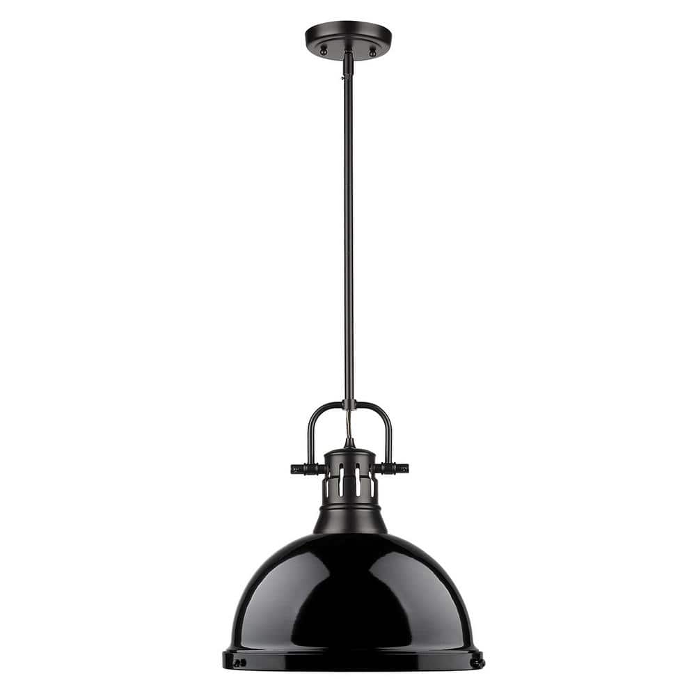 Duncan Matte Black 14" Glass Bowl Pendant Light