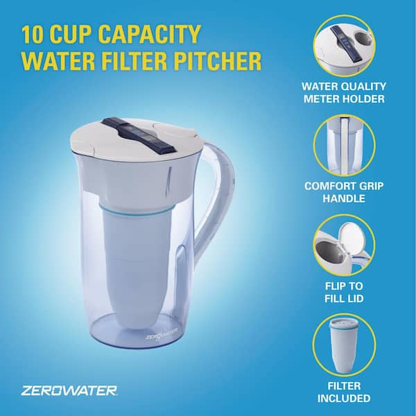 Shops ZERO 40 CUP GLASS WATER FILTRATION with chrome stand and and lid.