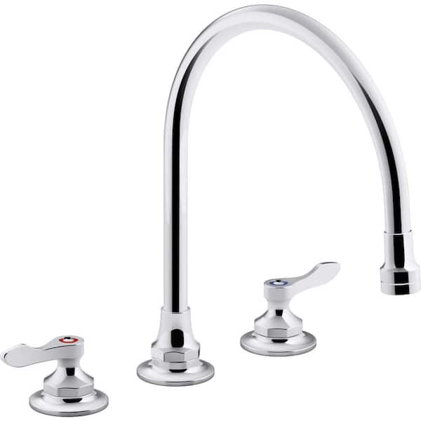KOHLER Triton Bowe Double Handle Standard Kitchen Faucet with Aerated Flow in Polished Chrome