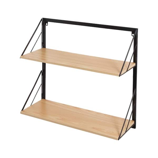 Honey-Can-Do - Black & Maple-Finish Wall-Mounted Drying Rack with Shelf