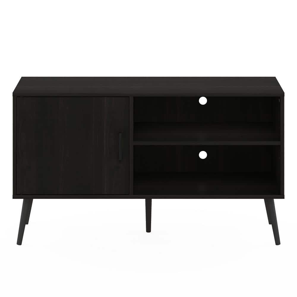 Espresso Mid-Century TV Stand with Cabinet and Shelves