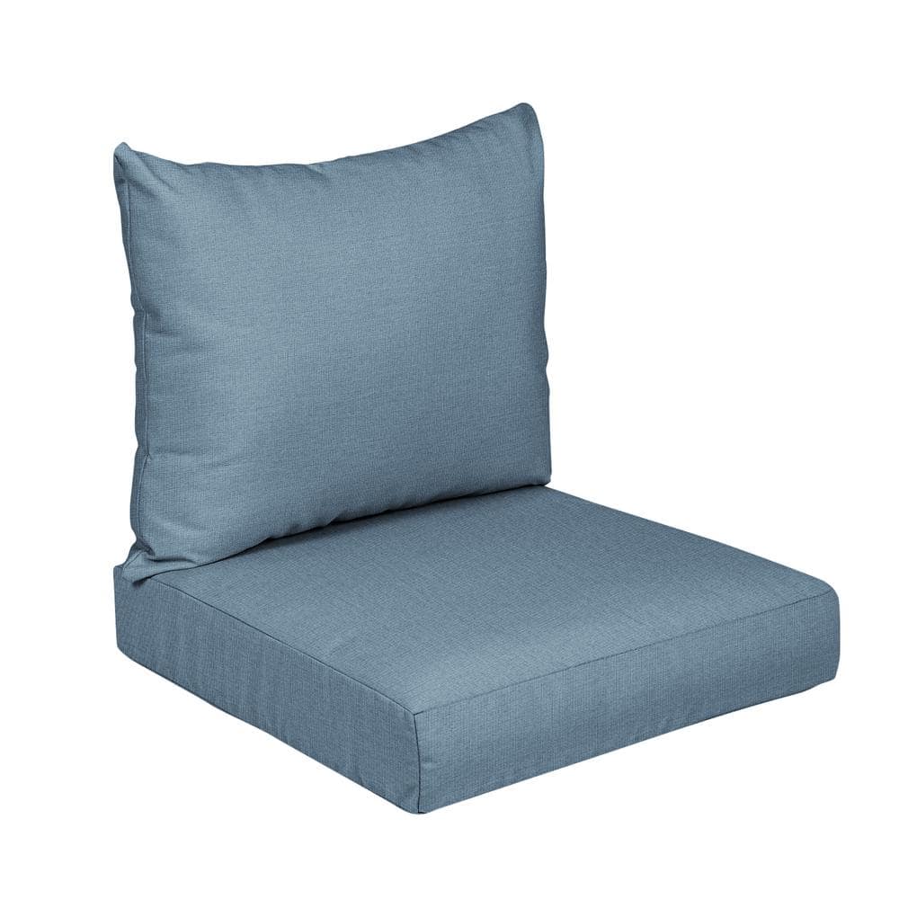 27 in. x 23 in. x 5 in. 2-Piece Deep Seating Outdoor Dining Chair Cushion in Sunbrella Spectrum Denim price history on PriceWatchPro
