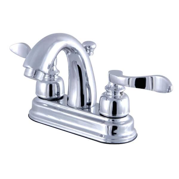 Kingston Brass NuWave French 4 in. Centerset 2-Handle Bathroom Faucet with Plastic Pop-Up in Polished Chrome