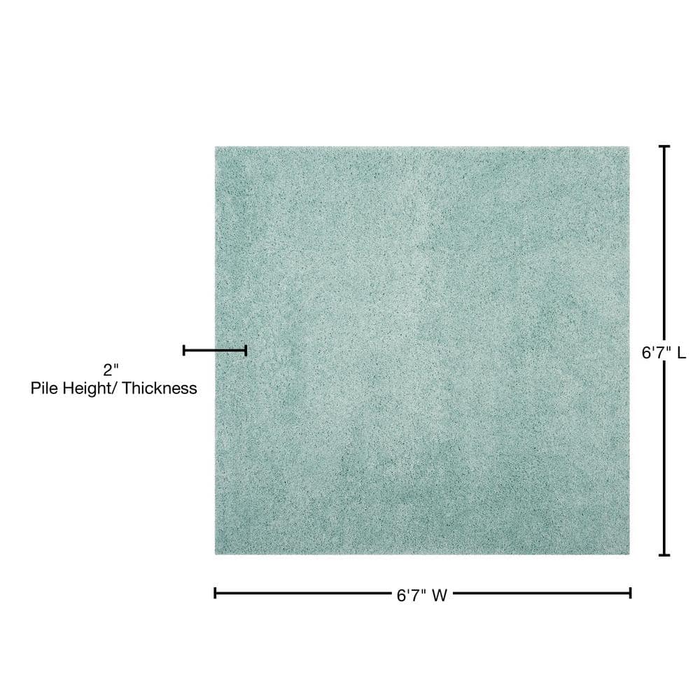 Handmade Light Blue Synthetic Shag Square Area Rug