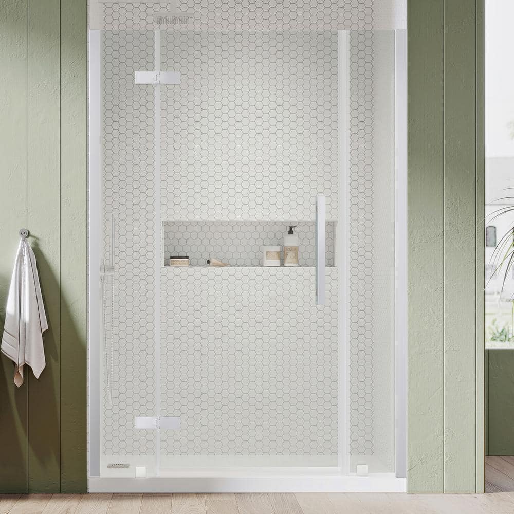 OVE Decors Tampa 46 1/16 in. W x 72 in. H Pivot Frameless Shower Door in Chrome -  828796049863