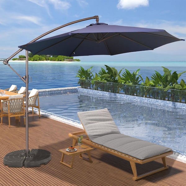 10 umbrella patio off set home depot Unbranded 10 ft. Steel Patio Offset Hanging Umbrella with 2-Way Stop Slip  Crank Outdoor Cantilever Umbrella in Navy Blue MOXB010-NV