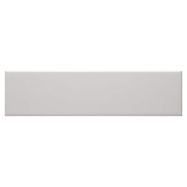 Alva Velvette Grey 3 in. x 12 in. Subway Glossy Ceramic Wall Tile Sample