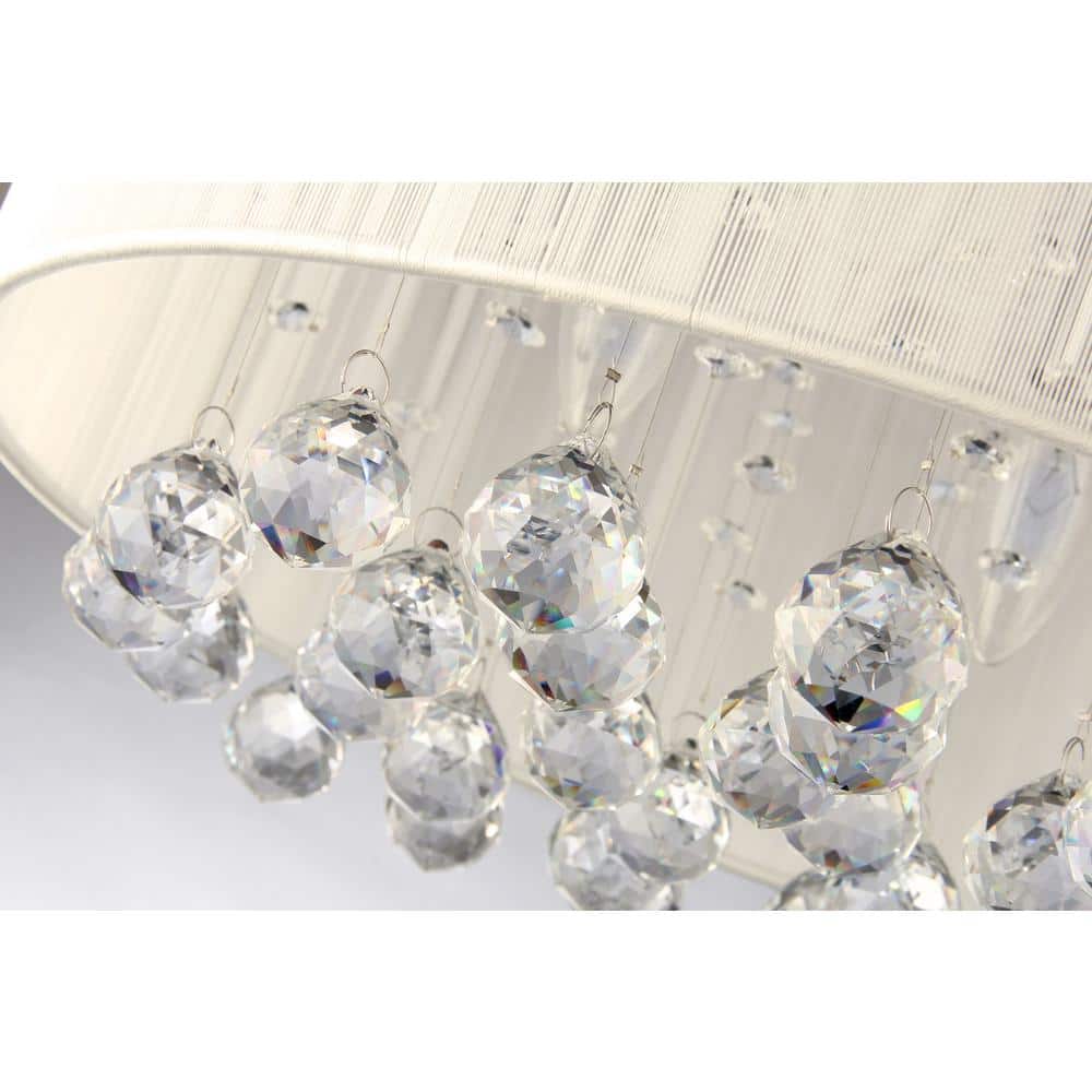 Glamorous Chrome 15'' Drum Shade Crystal Flush Mount Chandelier