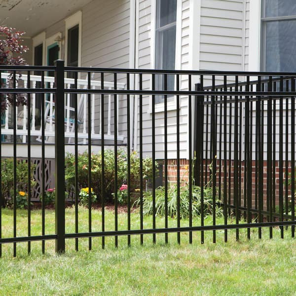 Barrette Outdoor Living Natural Reflections Heavy-Duty 5 ft. H x 8 ft. W Black Aluminum Pre-Assembled Fence Panel