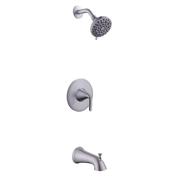 Glacier Bay Irena Single-Handle 6-Spray Tub and Shower Faucet in Brushed Nickel (Valve Included)