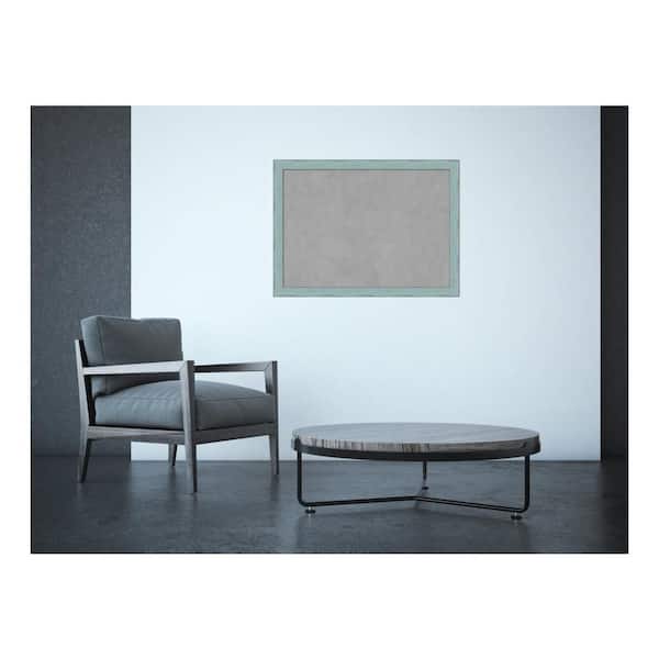 Amanti Art Sky Blue Rustic Wood 31 in. x 23 in. Framed Magnetic Memo Board