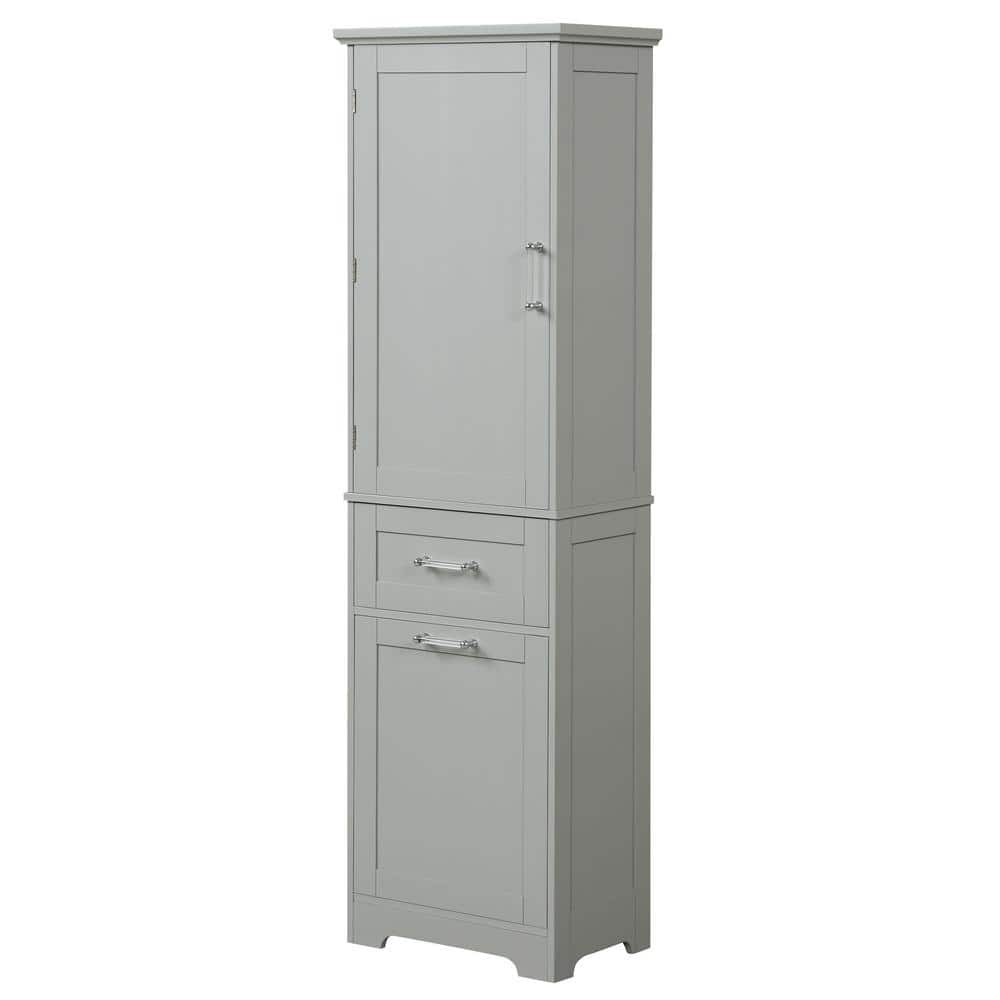 13.50 in. W x 20.00 in. D x 68.40 in. H Bathroom Storage Wall Cabinet in Grey