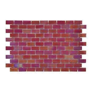 Glass Tile Love Burning Subway Red 22.5 in. x 13.25 in. Glossy Glass Patterned Mosaic Wall Pool Tile (9.68 sq. ft./Case)