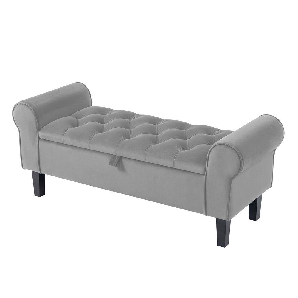 JEAREY 48.43 in. W x 17.72 in. D x 19.29 in. H Grey Tufted Brushed ...