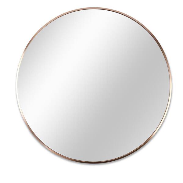 Unbranded 30 in. W x 30 in. H Round Framed Gold Wall Bathroom Mirror