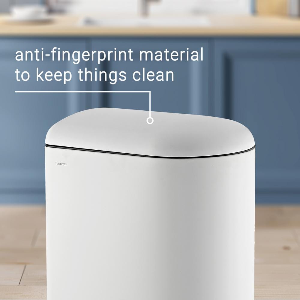 White Stainless Steel Fingerprint Resistant Step Trash Can