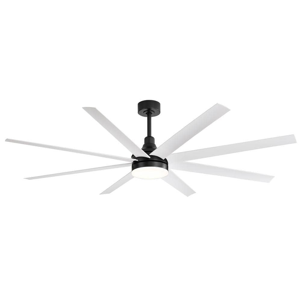 Breezary Archer 72 in. Integrated LED Indoor WhiteBlade Black Ceiling Fans with Light and