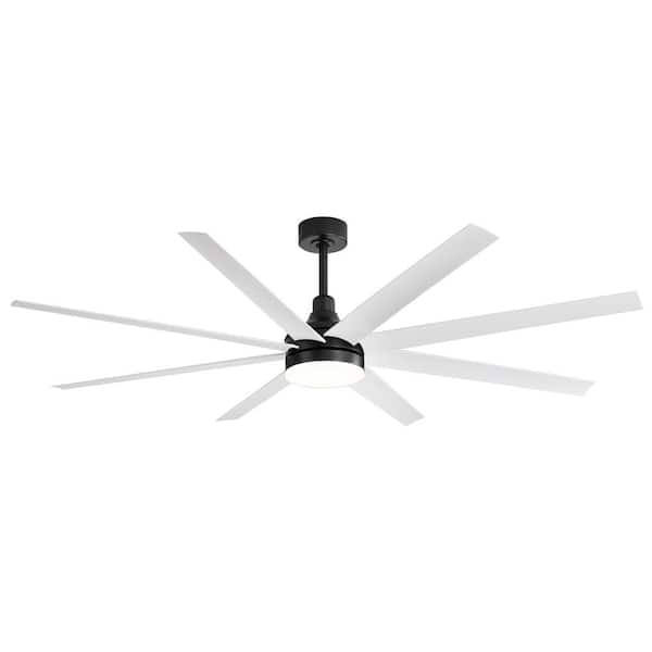 Breezary Archer 72 in. Integrated LED Indoor White-Blade Black Ceiling Fans with Light and Remote Control Included