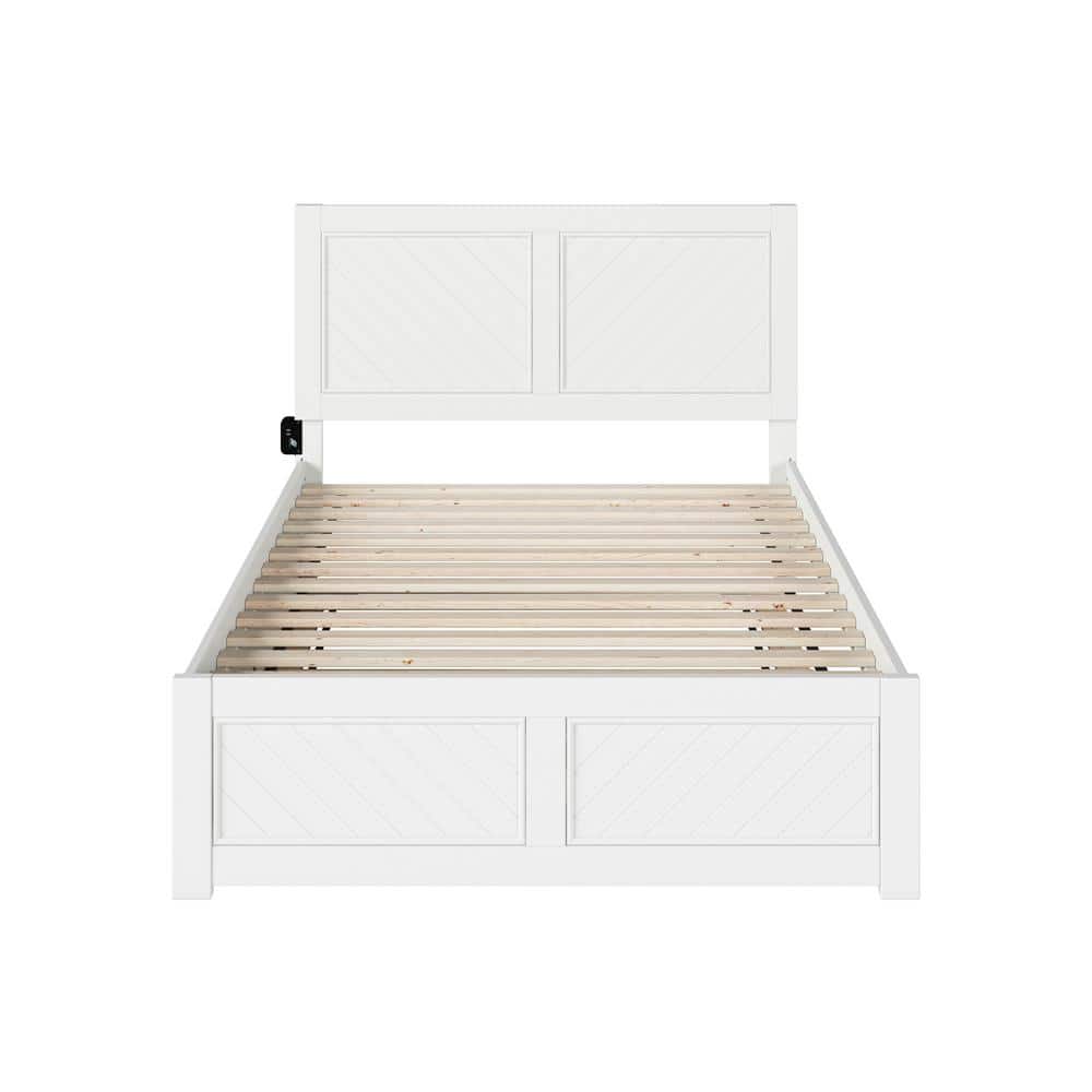 Walnut Full Platform Bed with Trundle and USB Charger