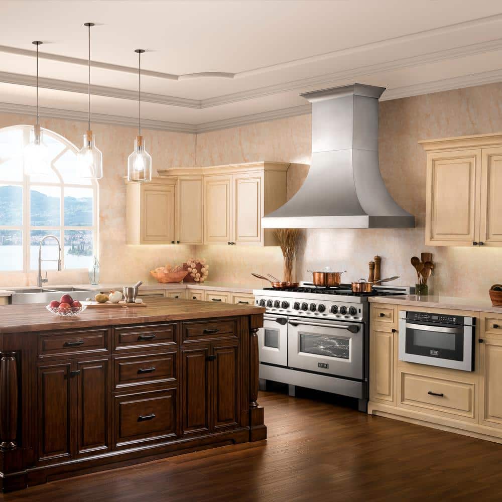 36" Stainless Steel Wall Mounted Range Hood with Copper Accents