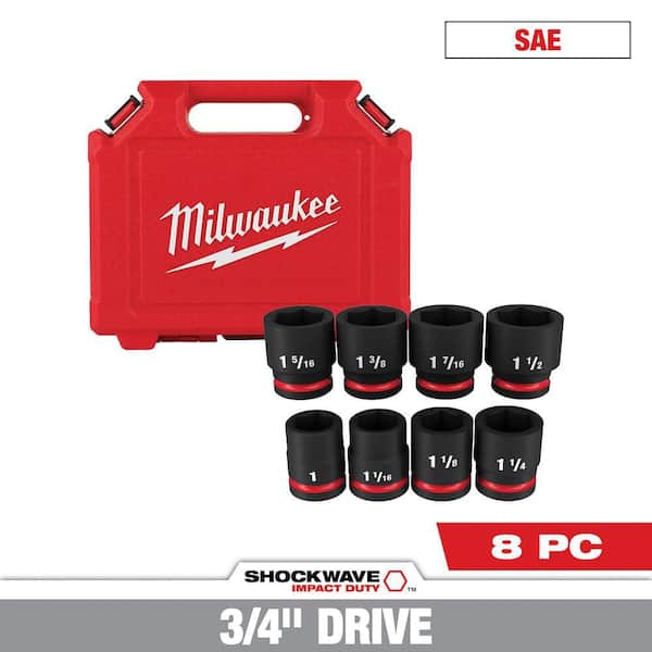 SHOCKWAVE 3/4 in. Drive SAE 6 Point Impact Socket Set (8-Piece)