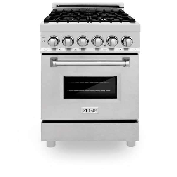 ZLINE Kitchen and Bath 24 in. 4 Burner Dual Fuel Range with Fingerprint Resistant Stainless Steel Door in Stainless Steel