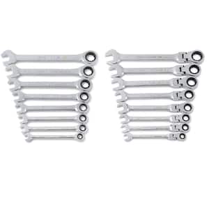 Standard and Flex-Head SAE Combination Ratcheting Wrench Set (16-Piece)
