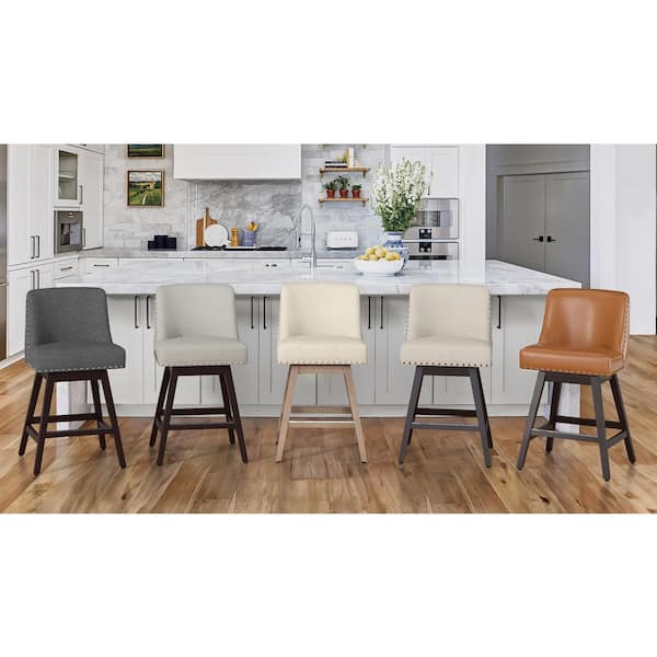 OrangeOne Hampton 26 in. Solid Wood Beige Swivel Bar Stools OrangeOne Hampton 26 in. Solid Wood Beige Swivel Bar Stools