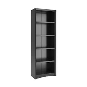Quadra 71 in. Black Engineered Wood 5-shelf Standard Bookcase with Adjustable Shelves