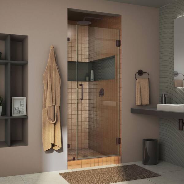 DreamLine Unidoor Lux 35 in. x 72 in. Frameless Hinged Shower Door in Oil Rubbed Bronze